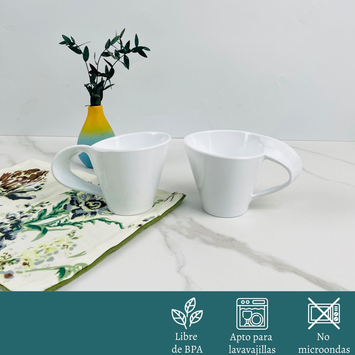 Taza de melamina blanca, marca Just Home Collection - Foto 2