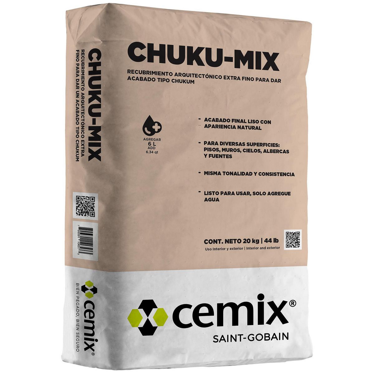 Cemix - Chukum Cemix Recubrimiento arquitectónico extra fino de 20 kg