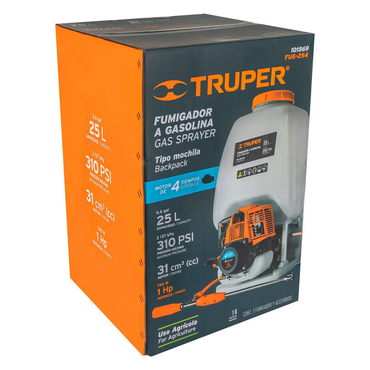 Truper - Fumigador de 25 L con motor a gasolina de 4 tiempos