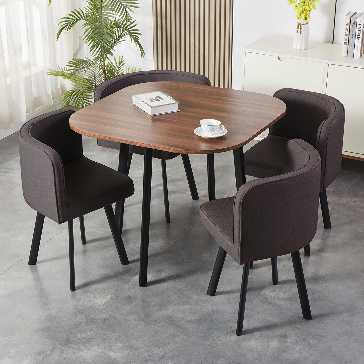 Just Home Collection - Comedor con 4 Sillas Cuadrado Nia 90X75X90 cm