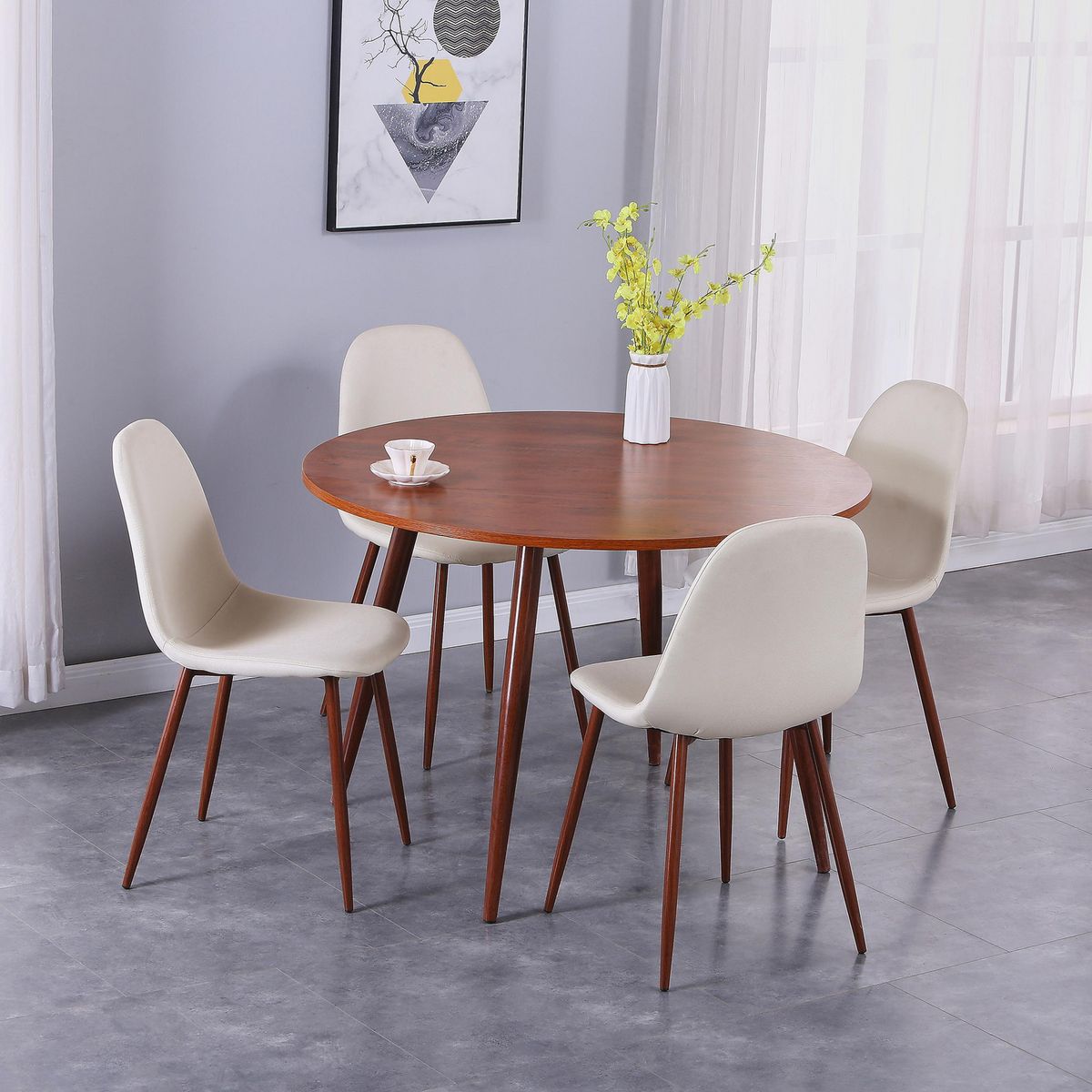 Just Home Collection - Set Comedor con 4 Sillas Anand 110X110X75 cm