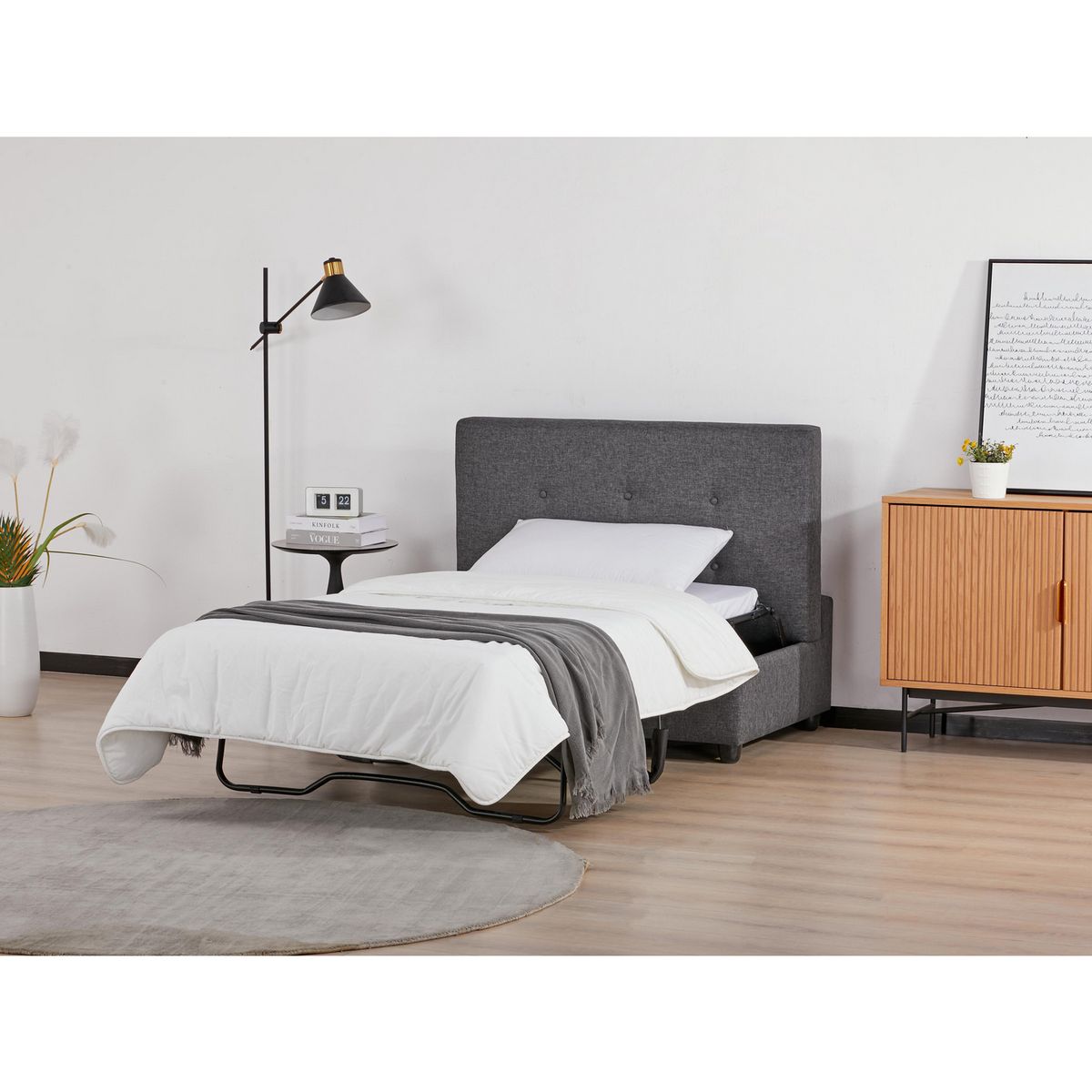 Sofá cama Chaise Gris, marca Just Home Collection - Foto 2