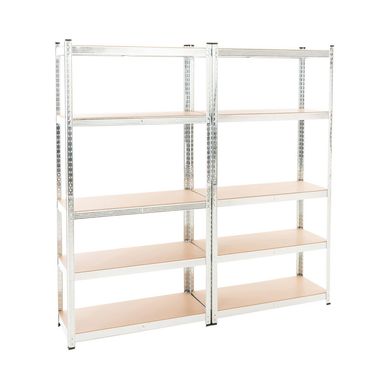 Set 2 estantes de metal plateados 90 x 180 x 40 cm