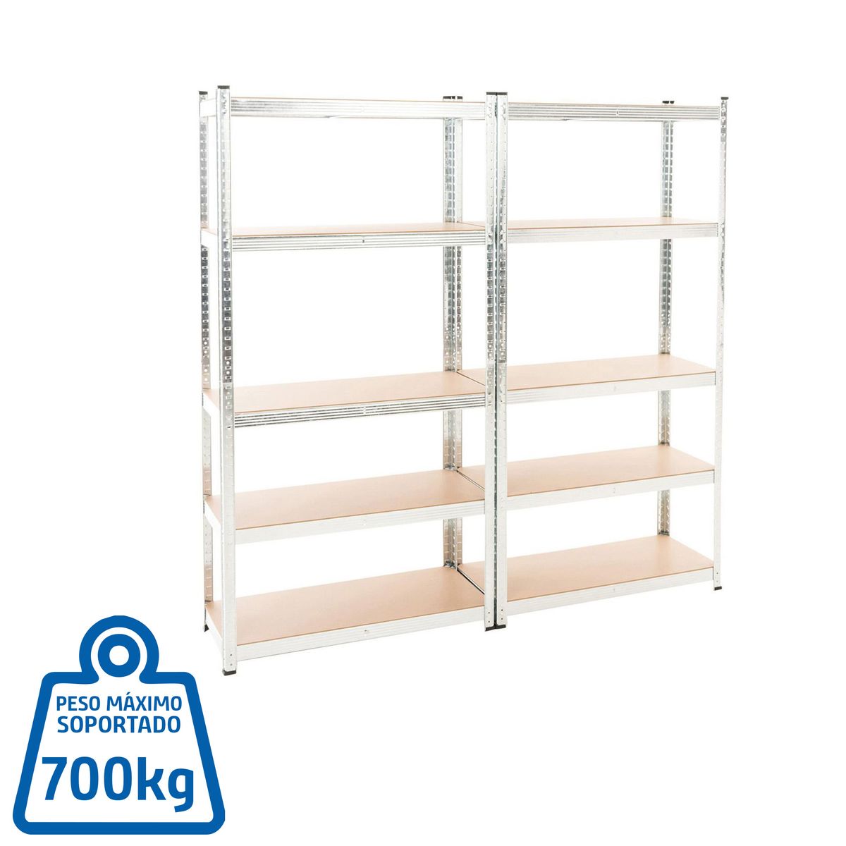 Set 2 estantes de metal plateados 90 x 180 x 40 cm, marca Fixser - Foto Principal
