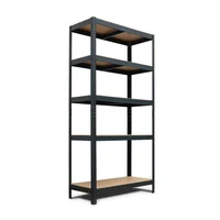 Estante de metal negro 5 niveles 90 x 180 x 40 cm