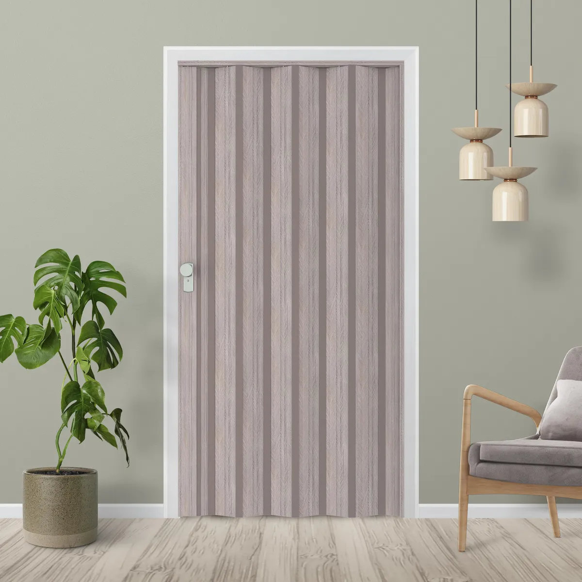 Hoggan - Puerta Plegable PVC para Closet Vic 85 x 200 cm Gris Cenizo