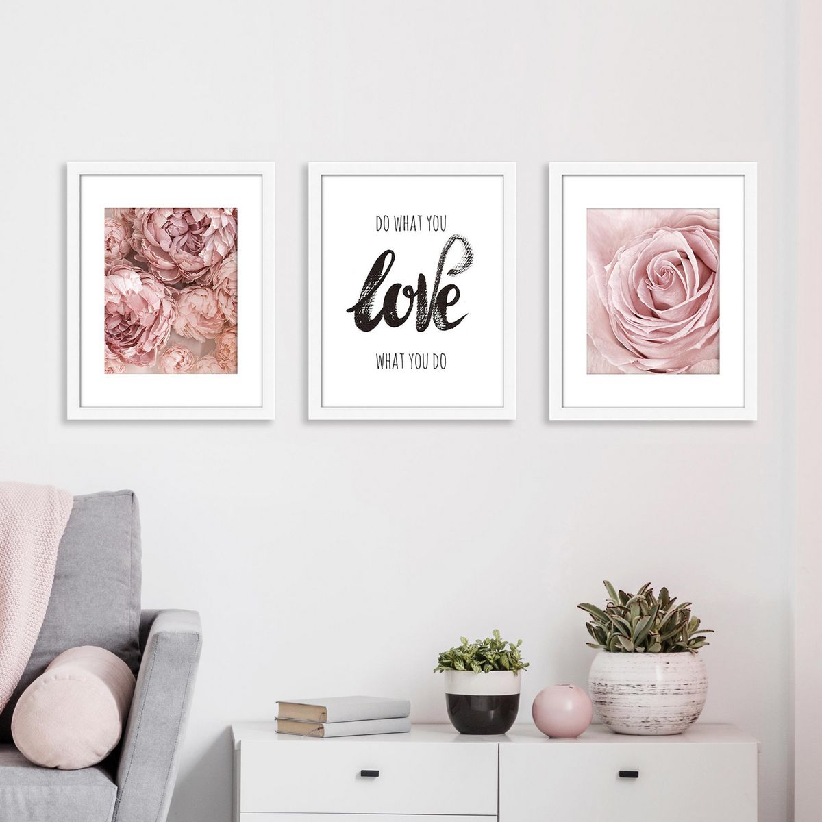 Set de 3 cuadros decorativos Lowly de 27 x 35 cm, marca Just Home Collection - Foto 2