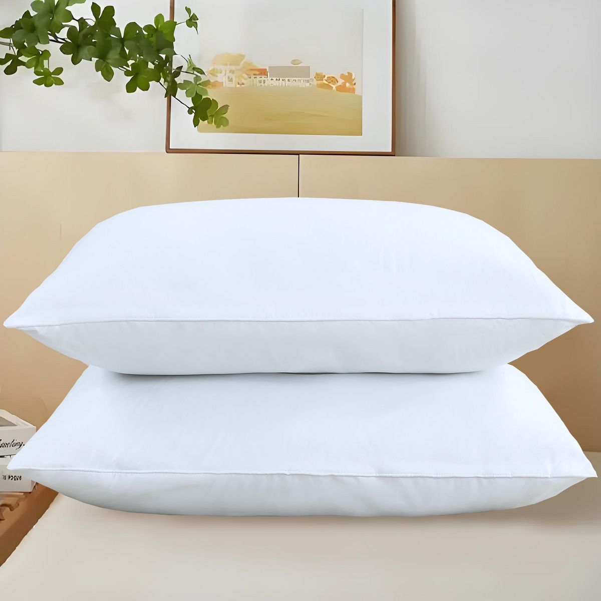 Set de 2 Almohadas 120GSM HD de 70 x 50cm Blanco, marca Just Home Collection - Foto Principal