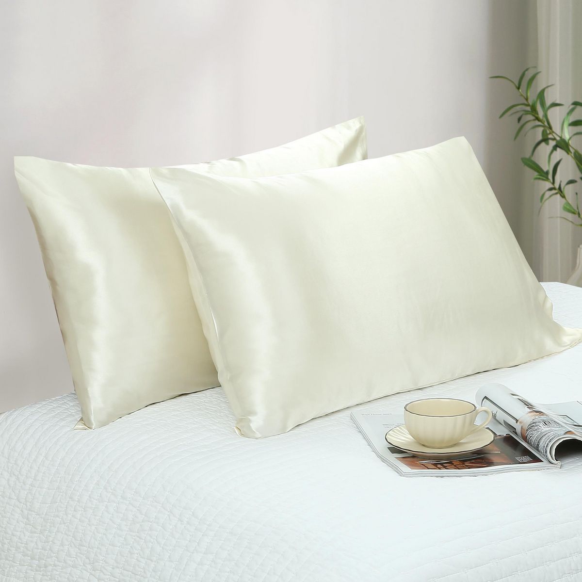 Set de 2 Fundas para Almohada de 50 x 70 cm Beige, marca Just Home Collection - Foto 2