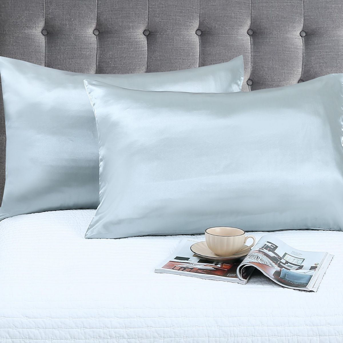 Set de 2 Fundas para Almohada de 50 x 70 cm Gris, marca Just Home Collection - Foto Principal