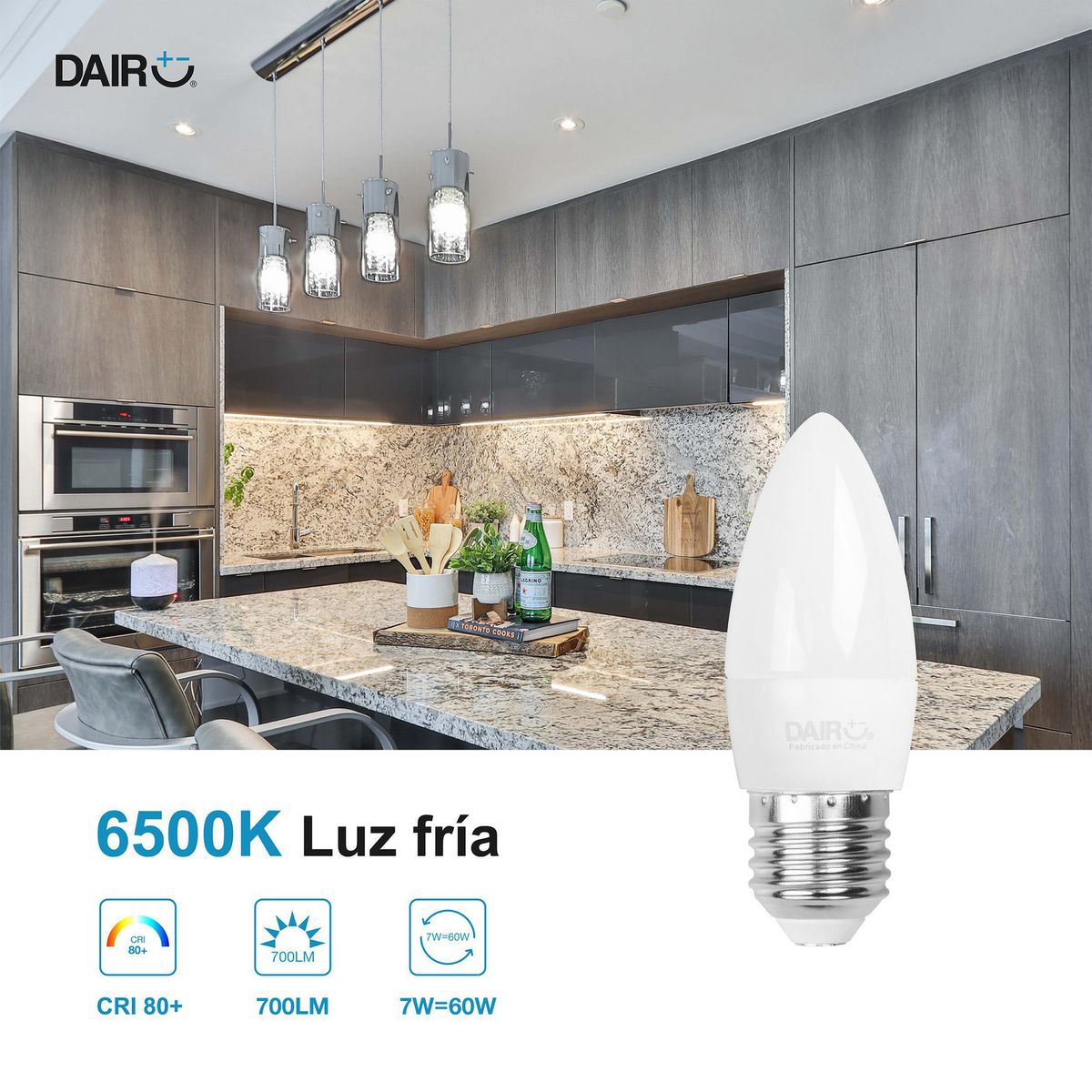 Led vela e27 7w lf dairu, marca Dairu - Foto 2
