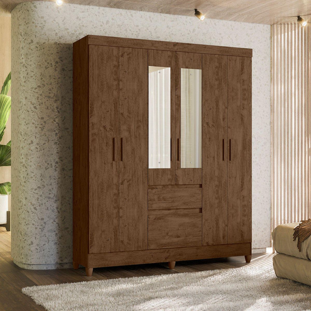 Casa Bonita - Closet Florida Nogal 6 puertas 2 cajones