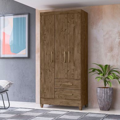 Closet Lima Nogal 3 puertas 2 cajones