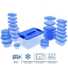 Set contenedores de plástico con tapa 54 pz