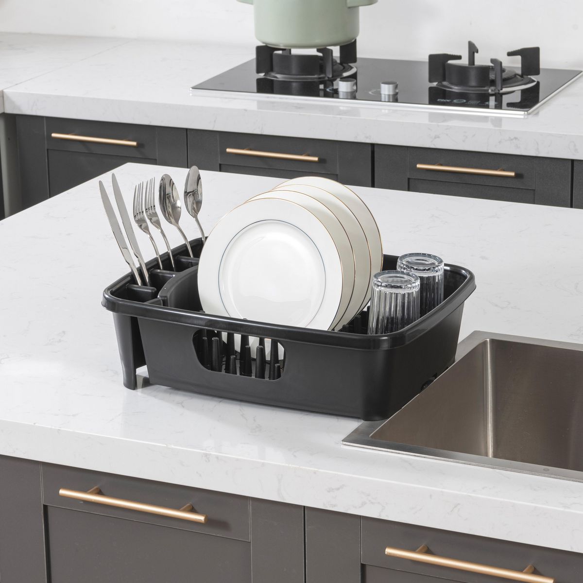 Just Home Collection - Escurridor de trastes negro