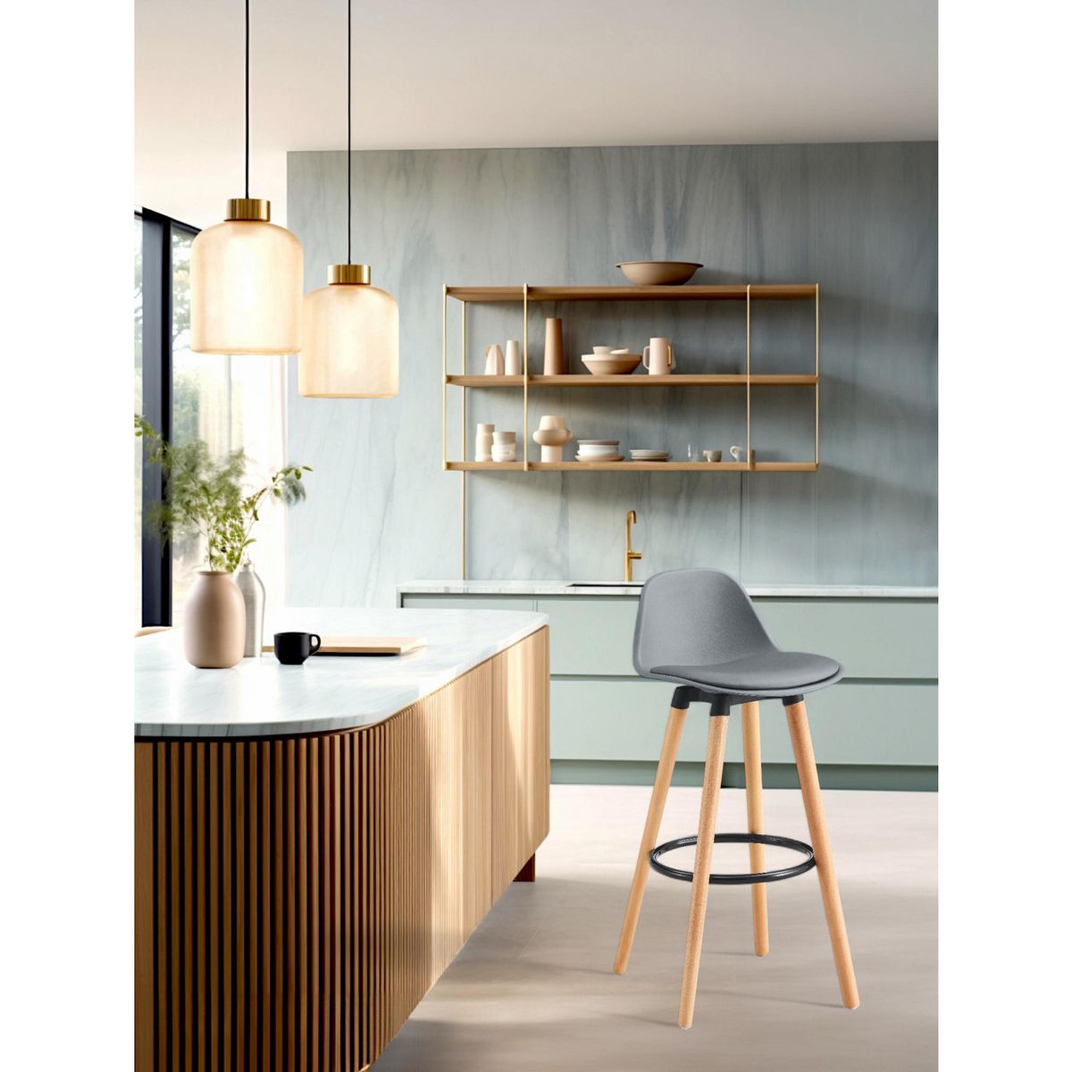 Just Home Collection - Silla Bar Frank Gris