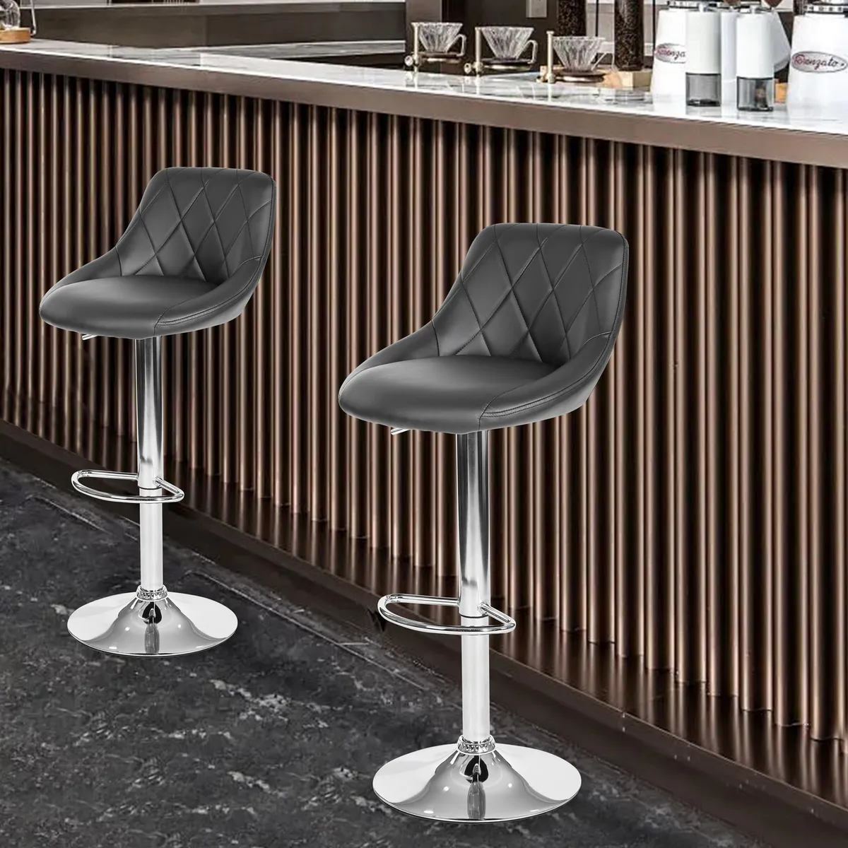 Just Home Collection - Silla Bar Hatan Negra