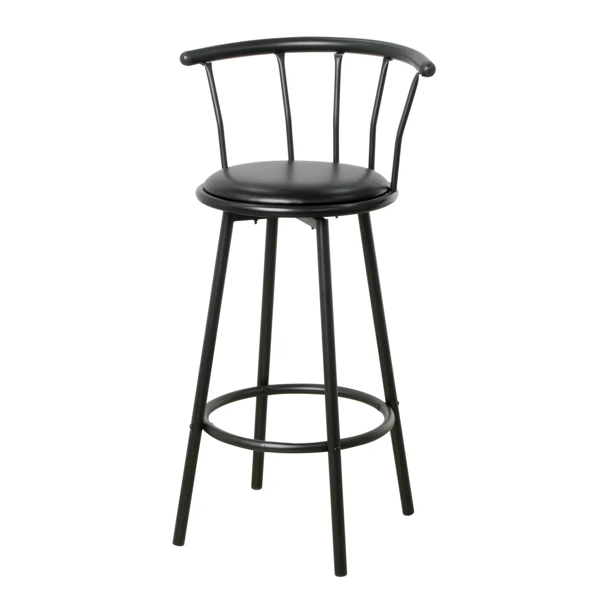 Just Home Collection - Silla Bar Giratoria Negra