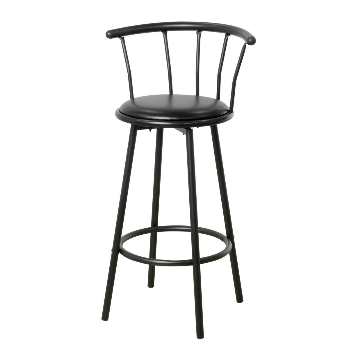 Just Home Collection - Silla Bar Giratoria Negra