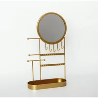 Rack Organizador de Joyas y Espejo Dorado