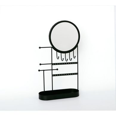 Rack Organizador de Joyas y Espejo Negro