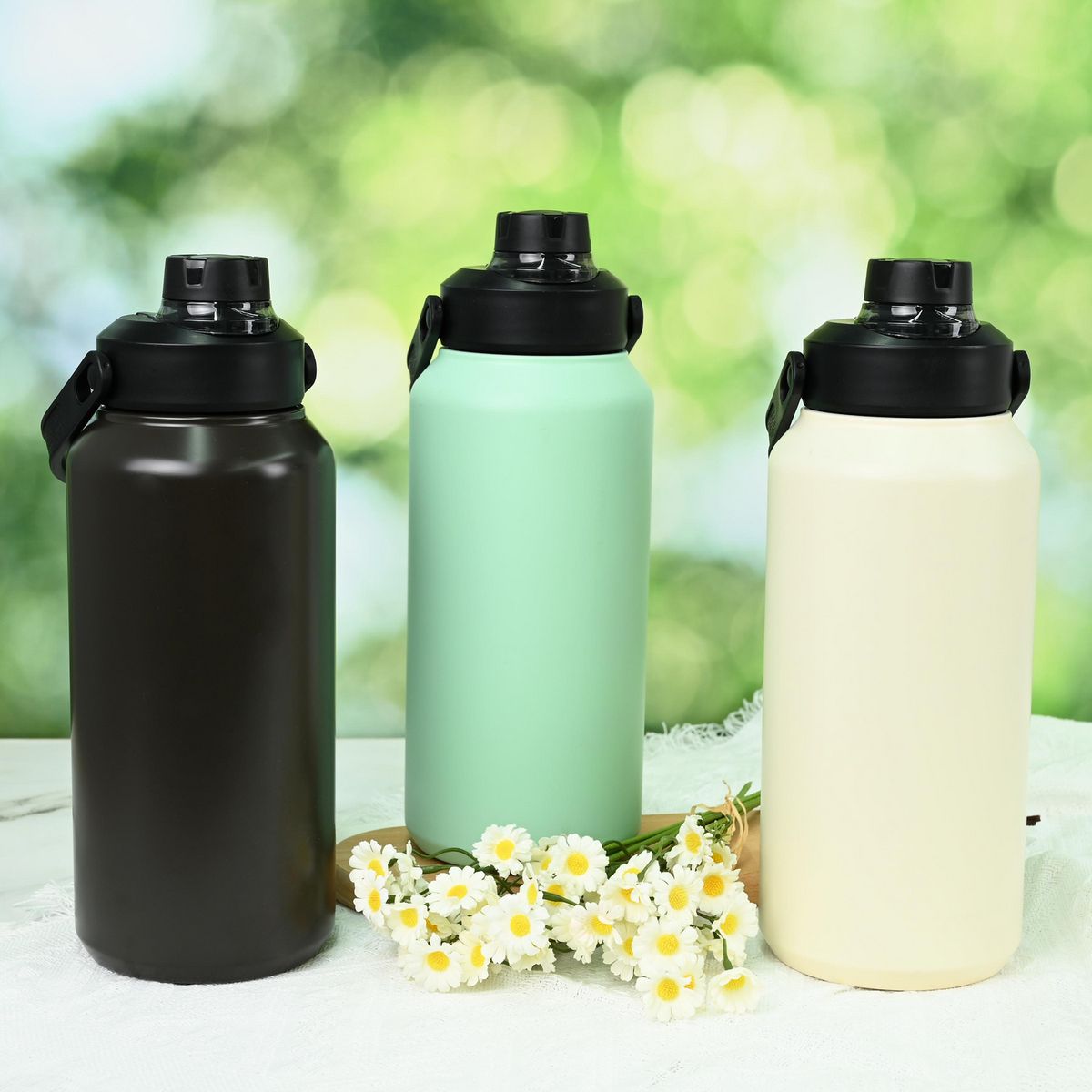 Just Home Collection - Botella Inoxidable con Asa Verde 1.3 L