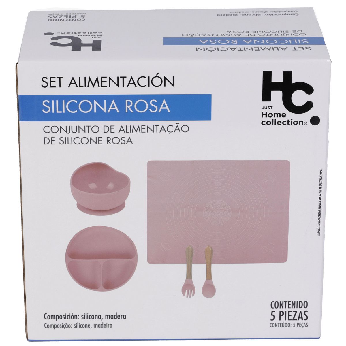 Just Home Collection - Set alimentacion silicona rosa