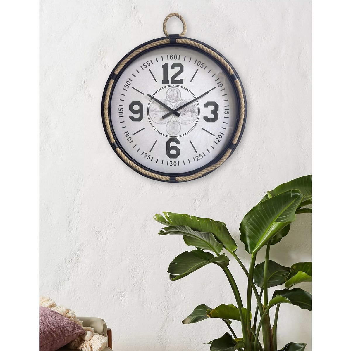 Just Home Collection - Reloj de Muro Navy Negro y Blanco 60 cm