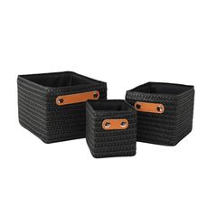 Set Canasto Tejido Negro 3 Piezas