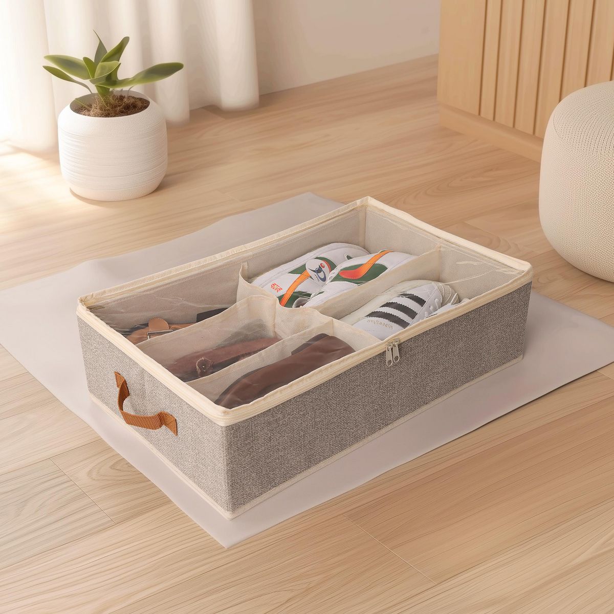 Just Home Collection - Organizador Bajo Cama Tela con Divisiones