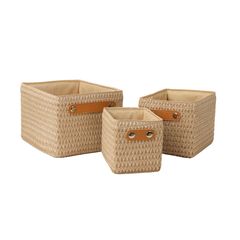 Set Canasto Tejido Beige 3 Piezas