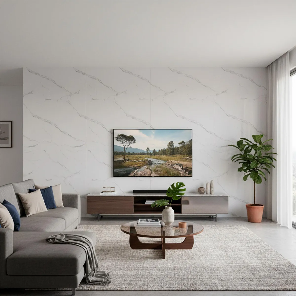 Muro de mármol SPC Calacatta 120 x 240 cm Brillante 2.88 m2, marca Holztek - Foto Principal