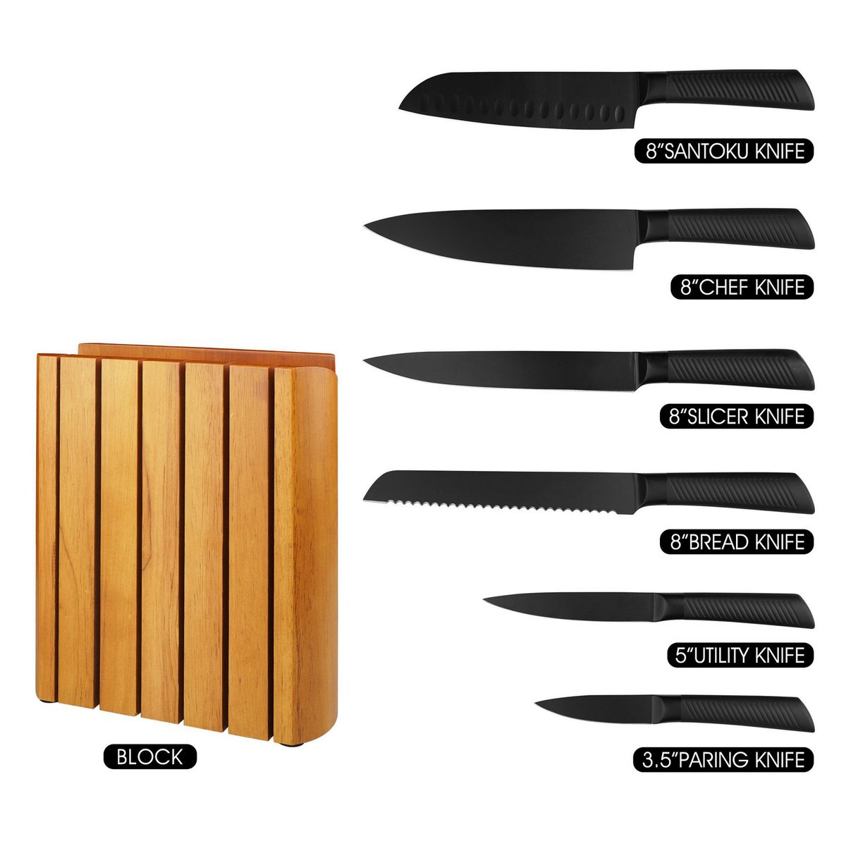 Just Home Collection - Jgo de cuchillo 6pzs+base mad