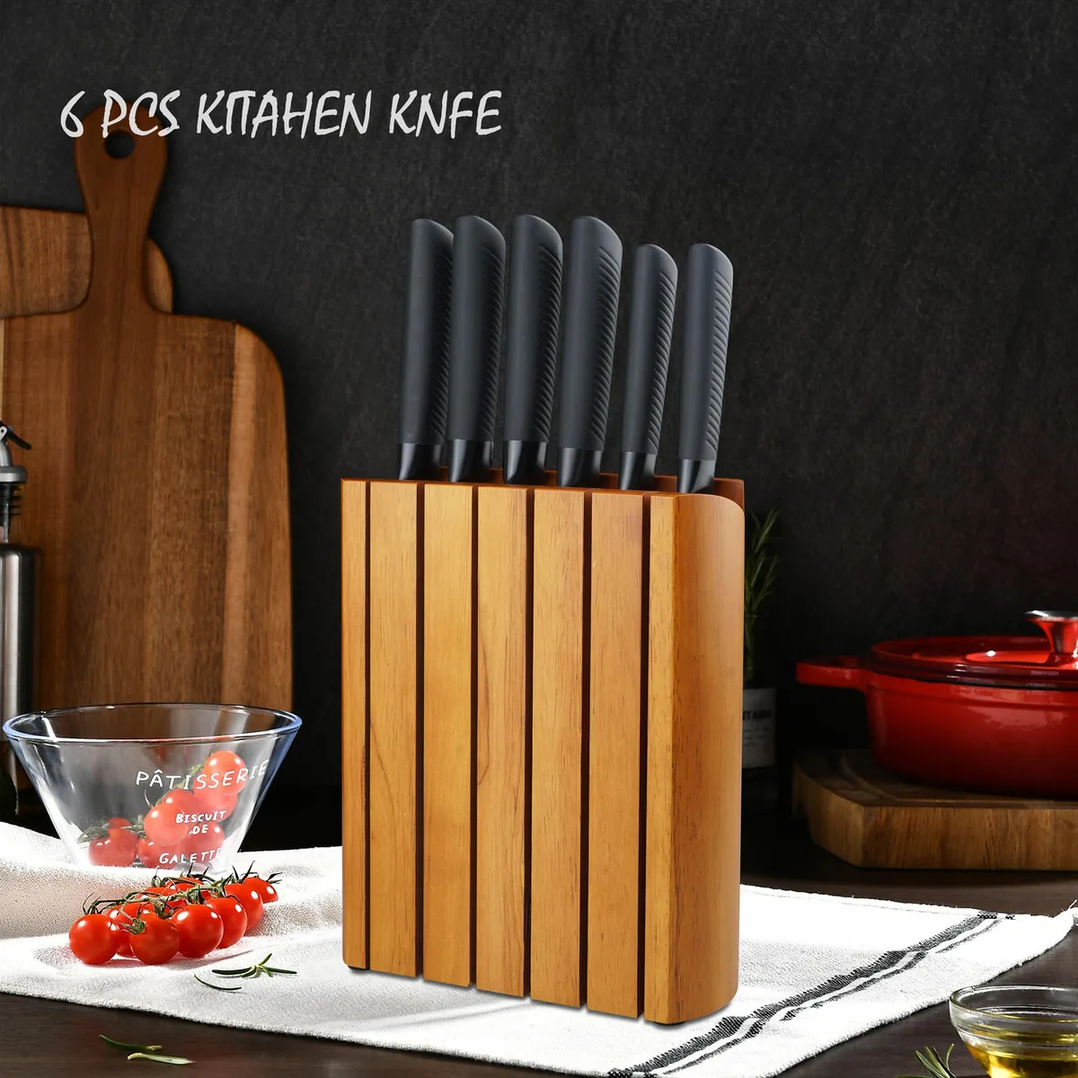 Just Home Collection - Jgo de cuchillo 6pzs+base mad