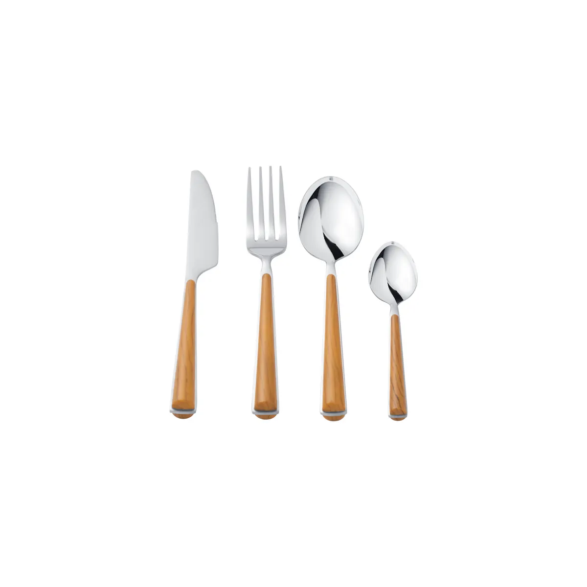 Just Home Collection - Juego de cubiertos con mango de madera 24 piezas