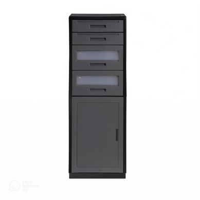 Estante de plstico gris con 1 puerta y 4 cajones 42.5 x 125 x 36 cm