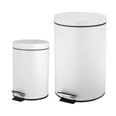 Set de 2 Botes de Basura Blanco con Pedal de 3 Litros Y 12 Litros