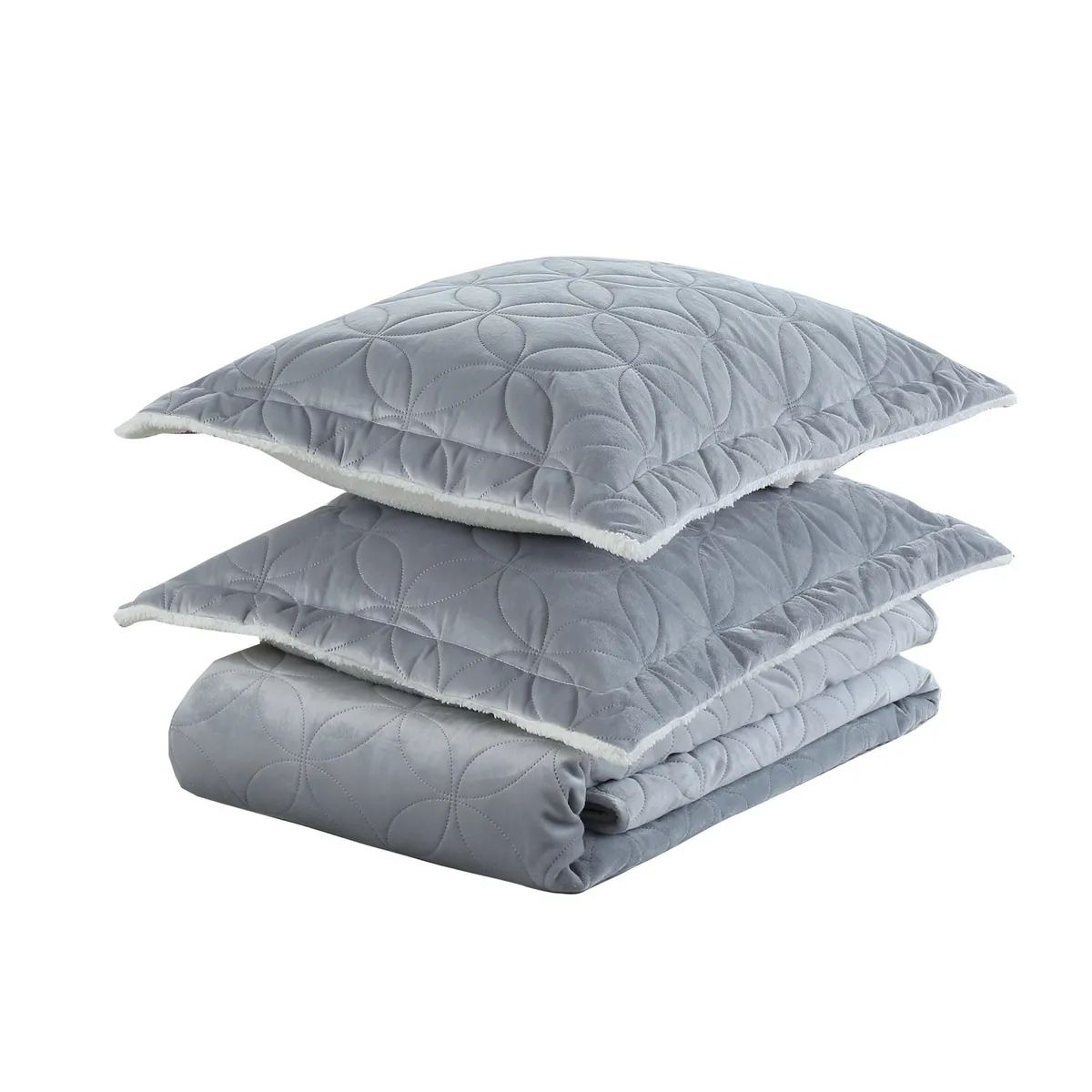 Edredón Sherpa Individual Gris, marca Just Home Collection - Foto 2