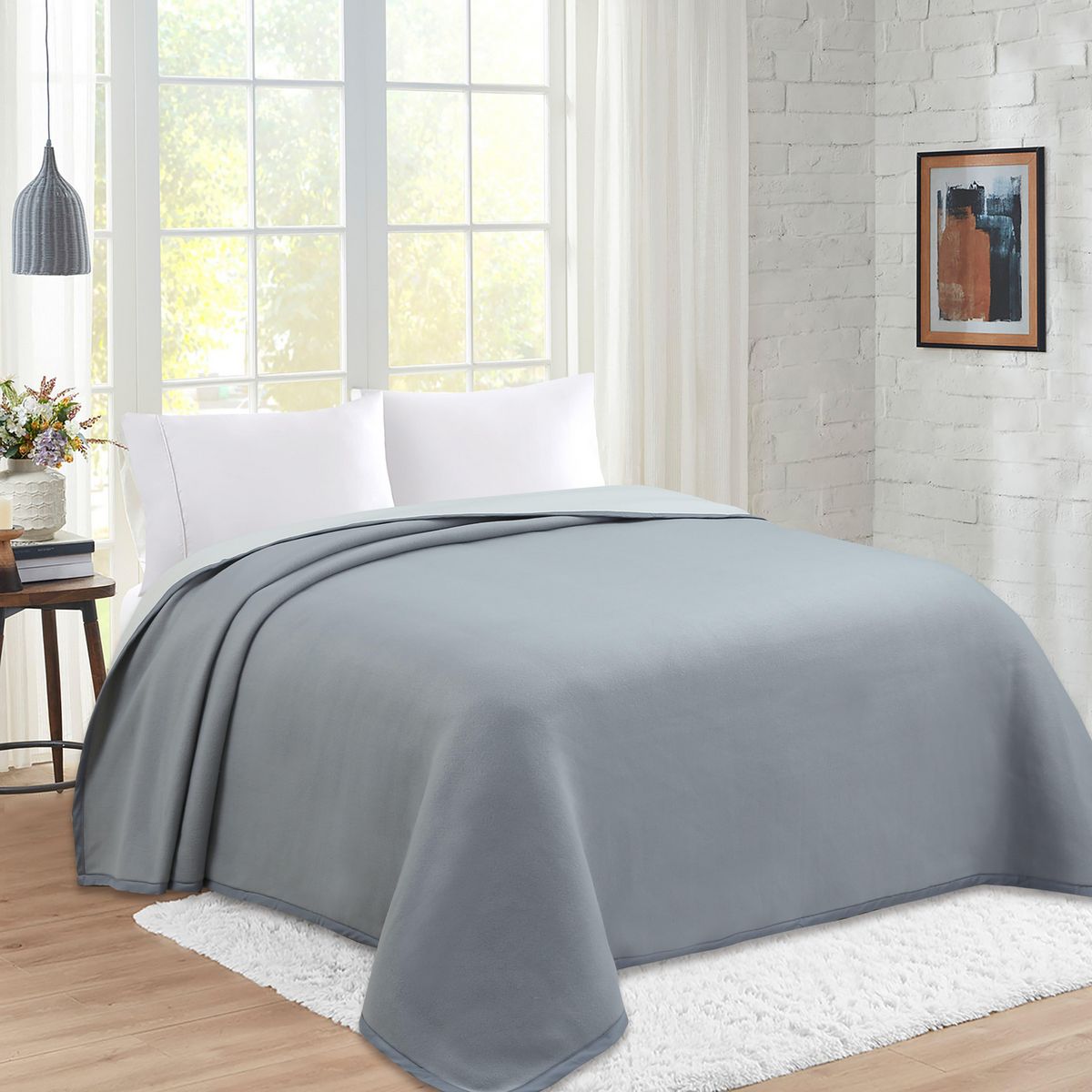 Just Home Collection - Frazada bicol polar 200x220 gris