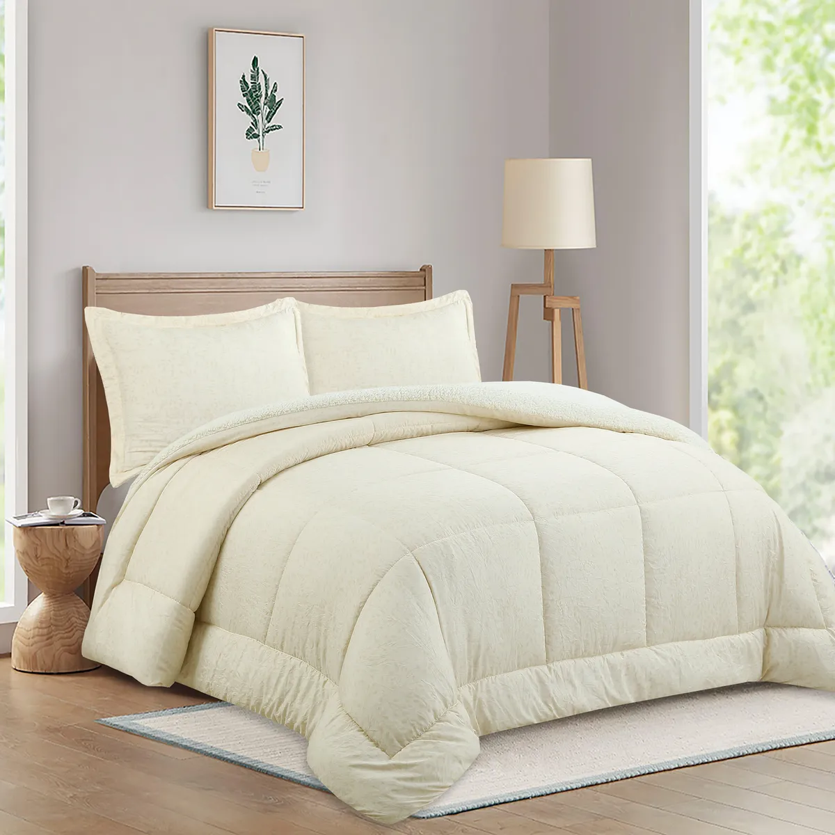 Edredón Sherpe Beige King Size, marca Just Home Collection - Foto 2