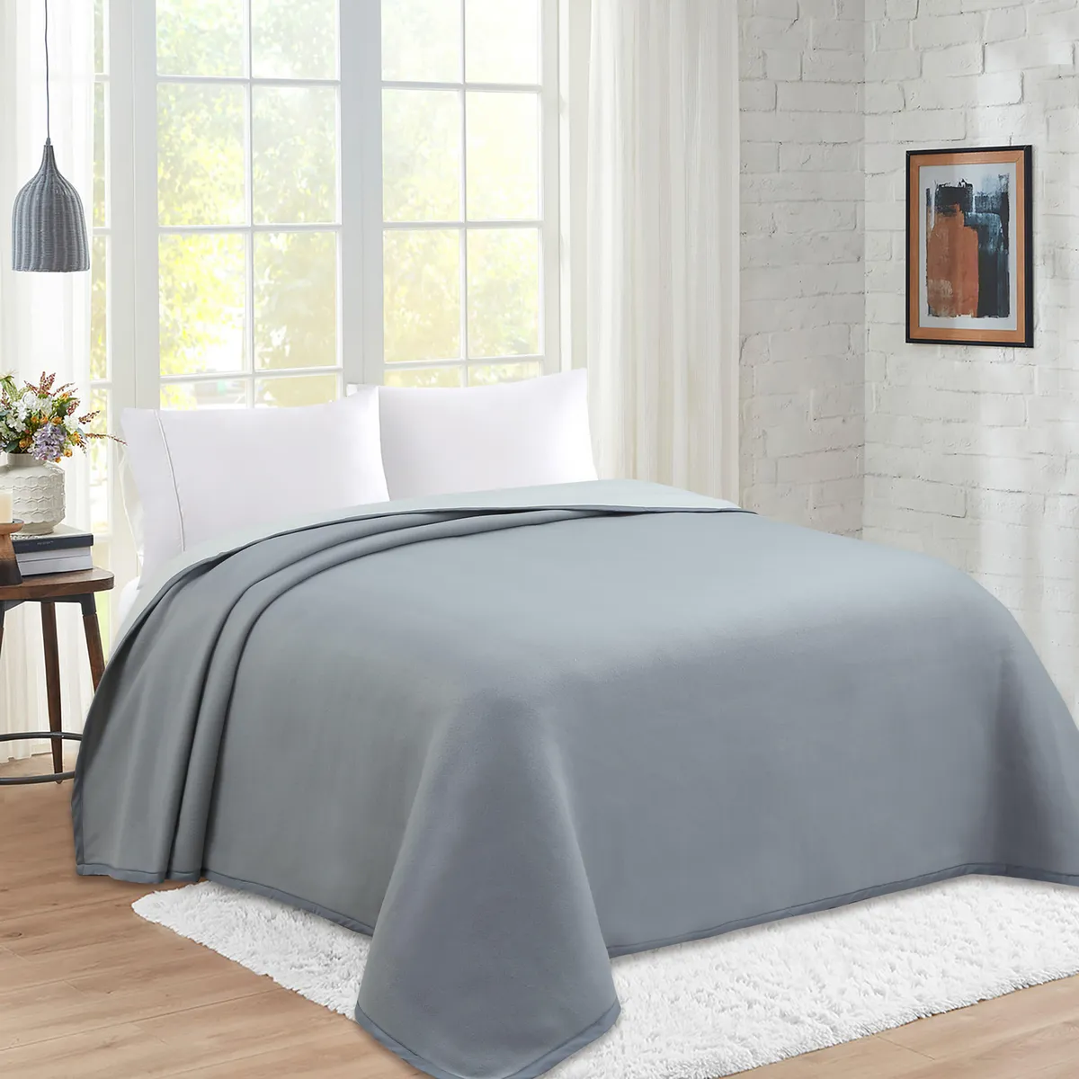 Just Home Collection - Frazada bicol polar 250x220 gris