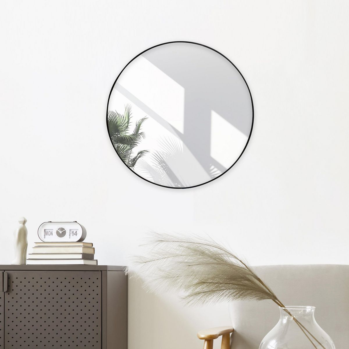 Just Home Collection - Espejo redondo 120 cm negro