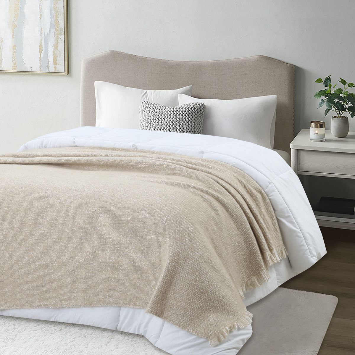 Manta clasico 130x160 beige, marca Just Home Collection - Foto Principal