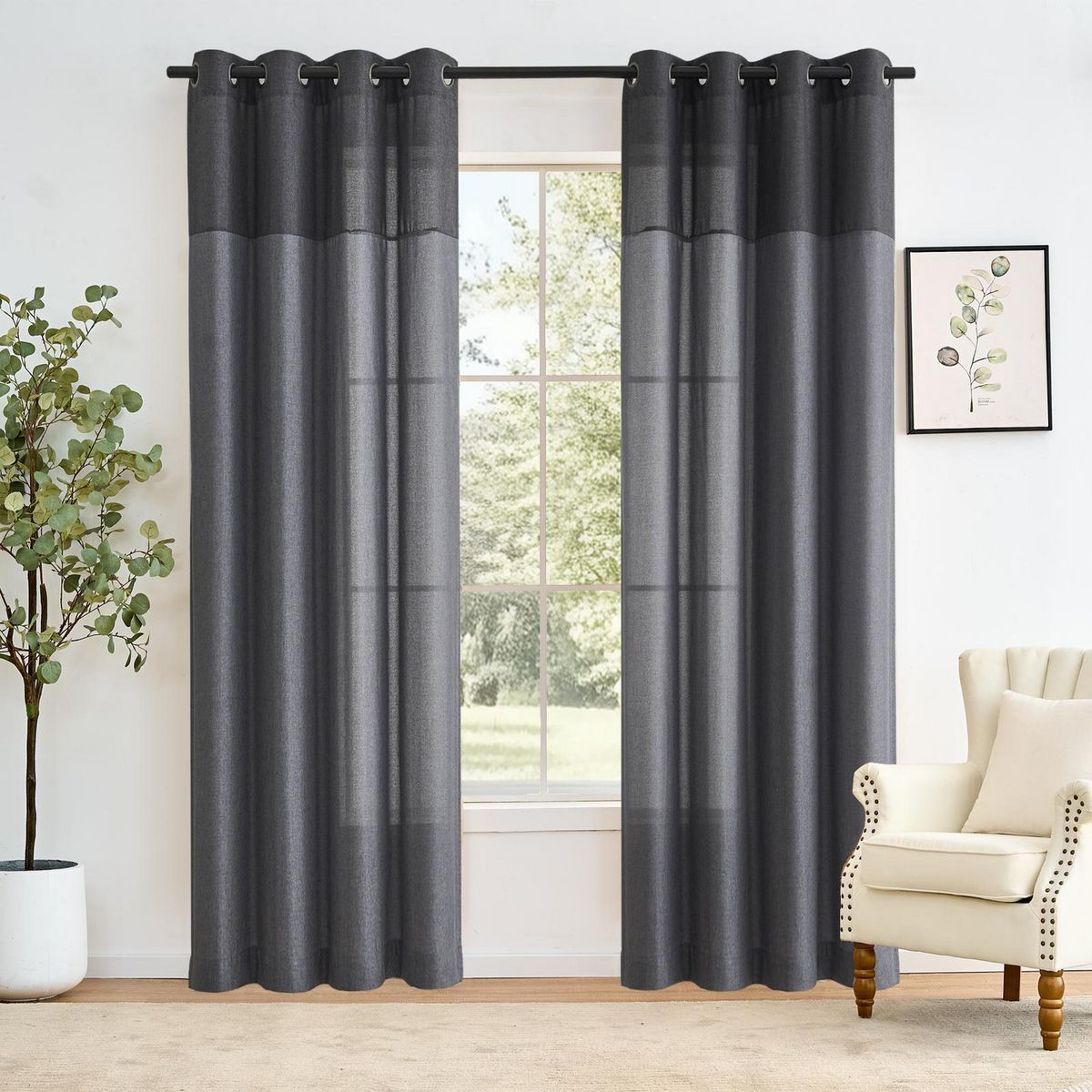 Cortina lino combina 130x220 gris, marca Just Home Collection - Foto 2
