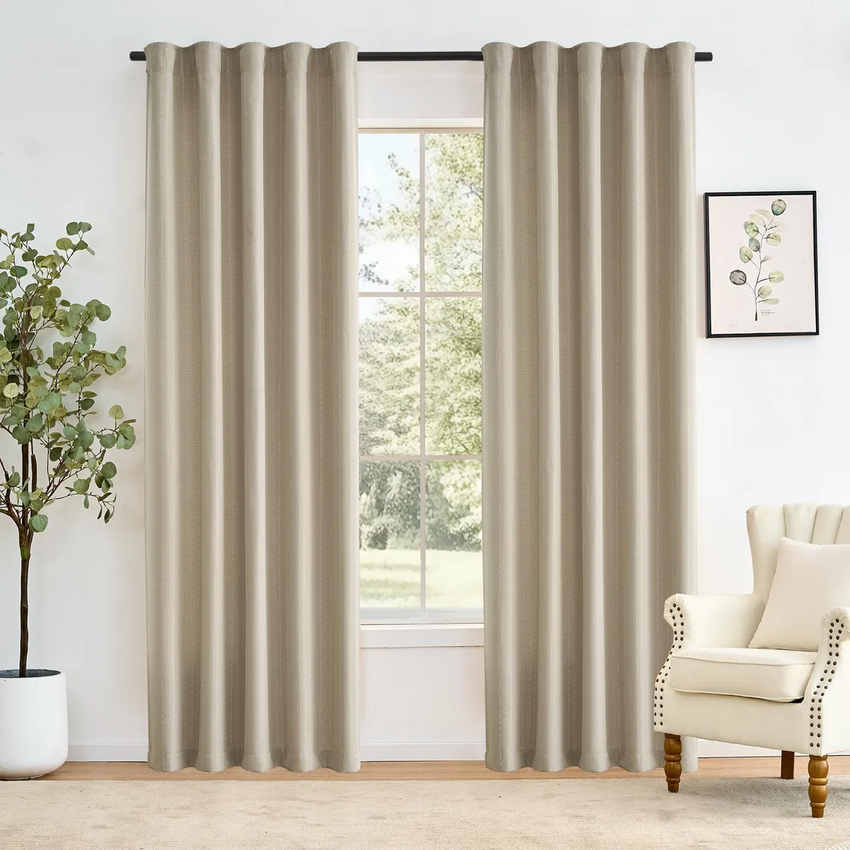 Cortina presilla esc 140x220 crudo, marca Just Home Collection - Foto 2