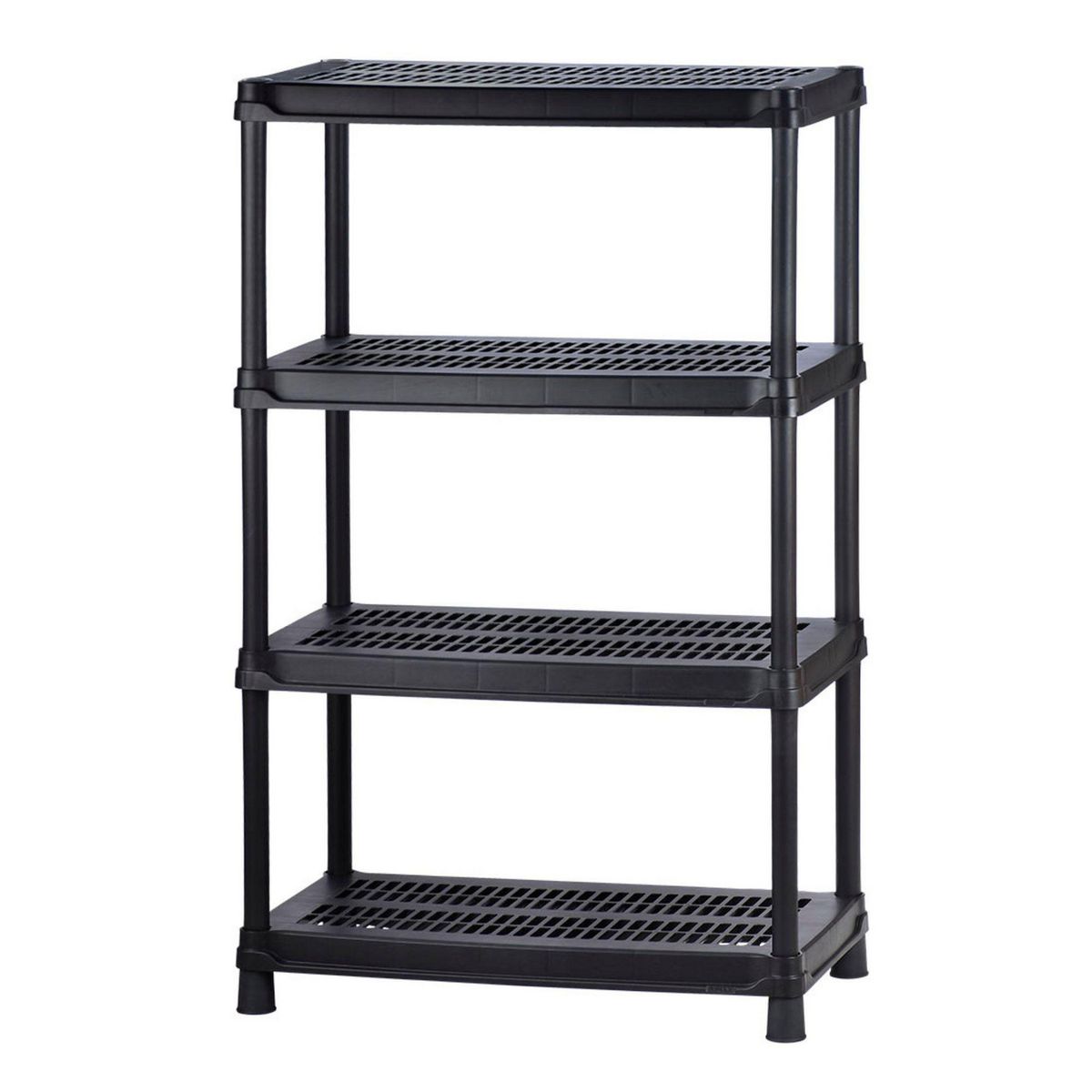 Rimax - Estante Plástico 18" 4 Niveles Negro/Gris