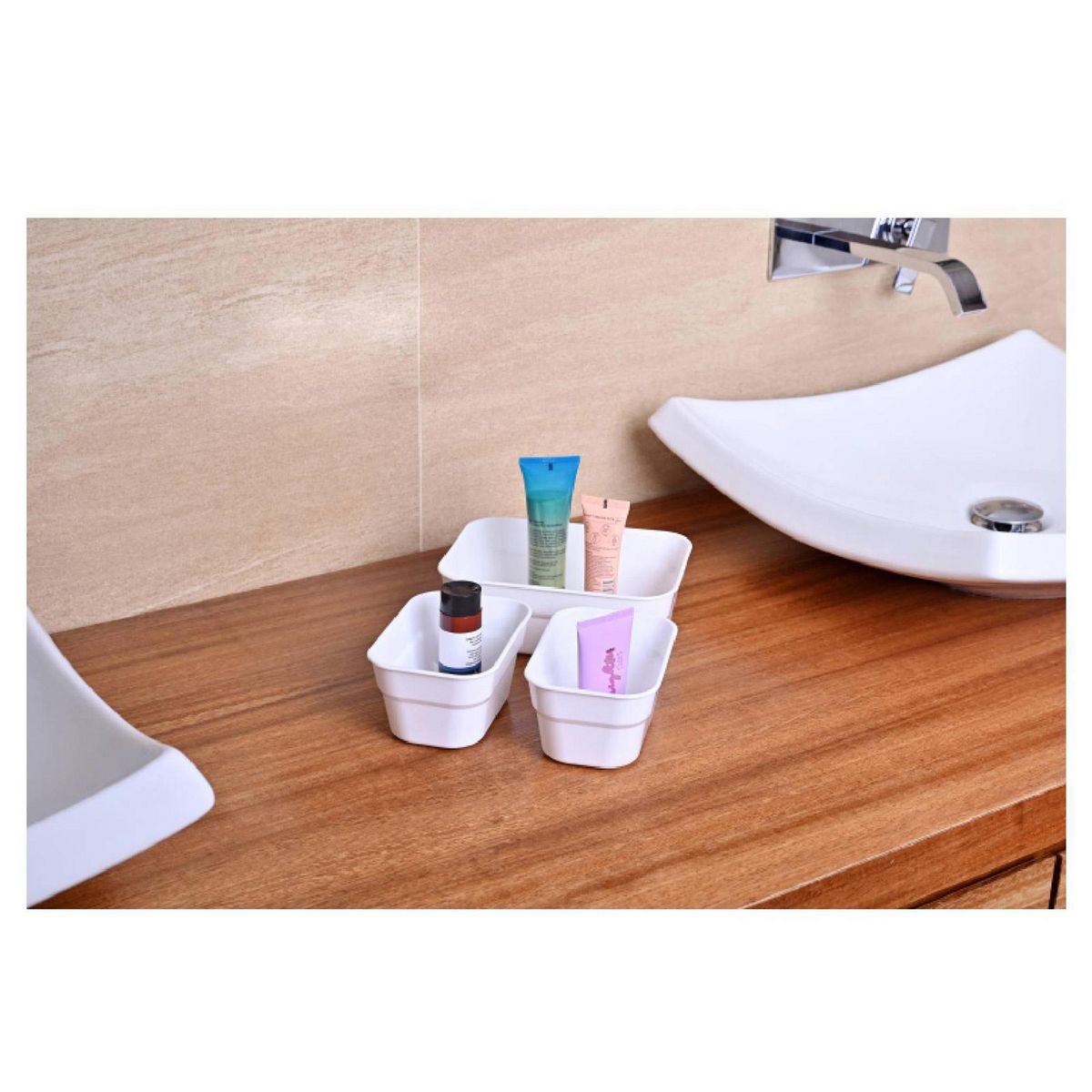 Italhome - Set de 3 cestas blancas multiusos