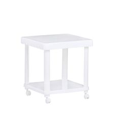 Mesa cuadrada con llantas blanca