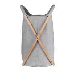 Cesto de Ropa de Tela con Tapa de Bambú 44x40x66 cm