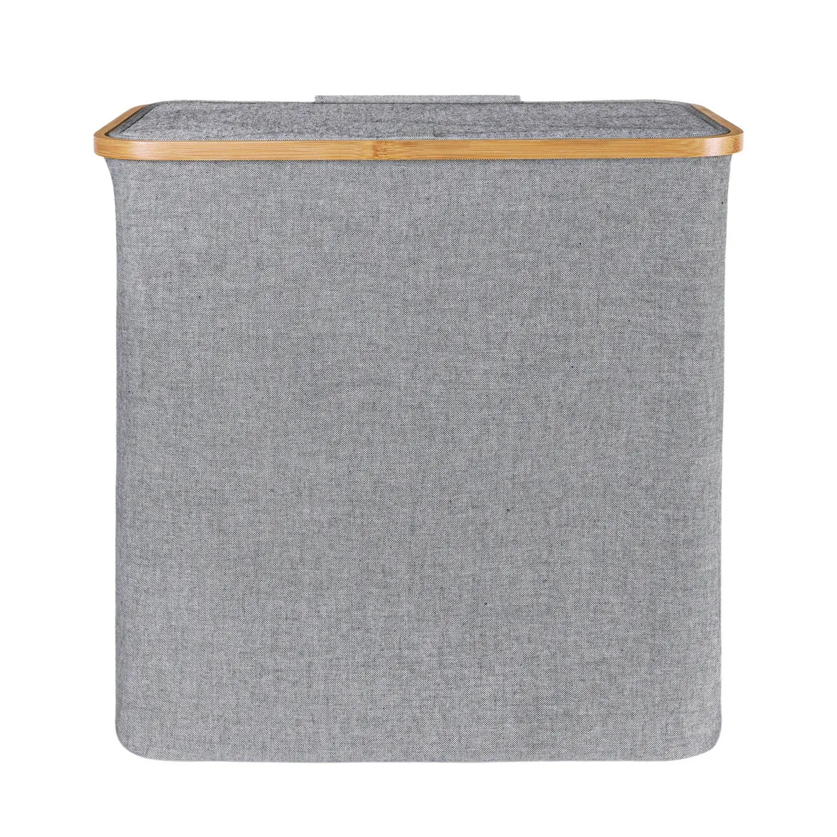 Cesto de Ropa de Tela con Tapa de Bambú, marca Just Home Collection - Foto Principal